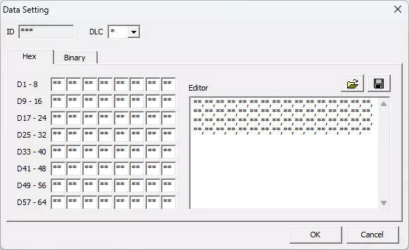 Data Setting Hexタブ (CAN/CAN FD)