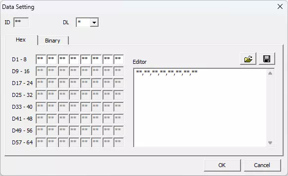 Data Setting Hexタブ (LIN)