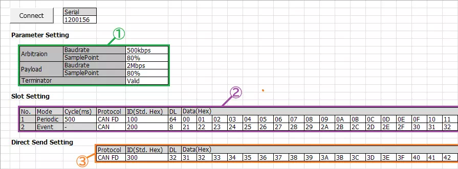 Excel版 CANシミュレーションプログラム Settingシート