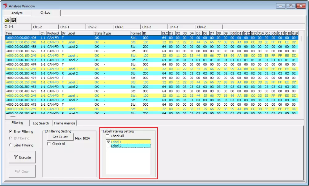 Analyze Label Filter