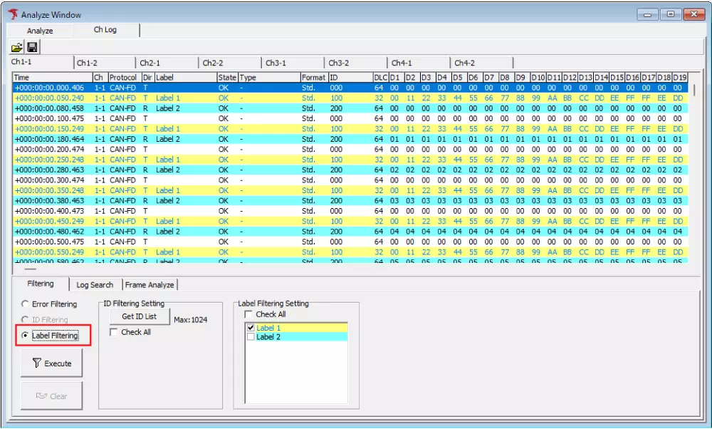 Analyze Label Filter