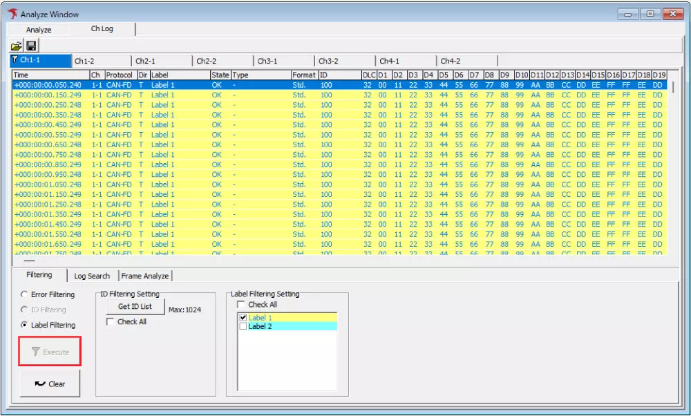 Analyze Label Filter