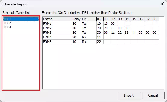 Select Schedule Table