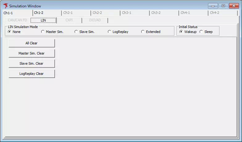 LIN動作モード選択画面