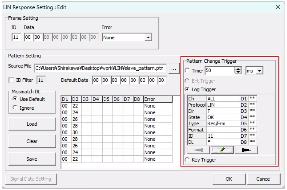 Slave Pattern Change Trigger